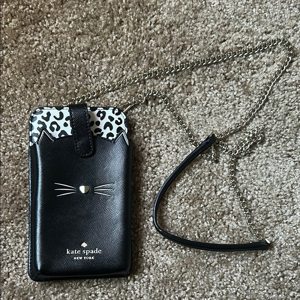 Kate Spade Black and White Cat Phone Crossbody
